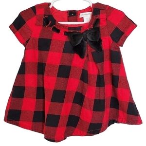 K1145 * Tommy Bahama Girls Plaid Top Red Black Size 12M